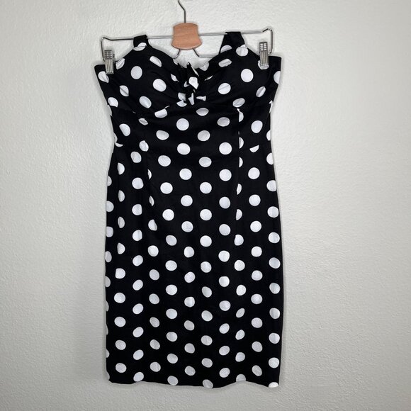 R & K Originals Womens y2k vintage Polka Dot Strapless Halter Dress Size 8 - Picture 2 of 10
